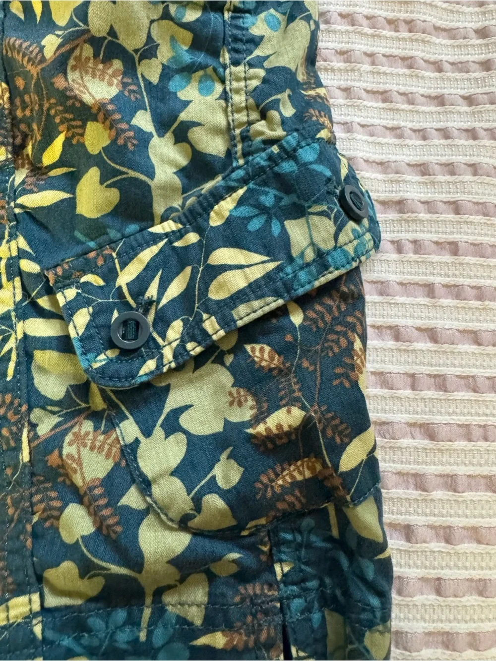 Eddie Bauer Teal & Yellow Floral Mini Skirt